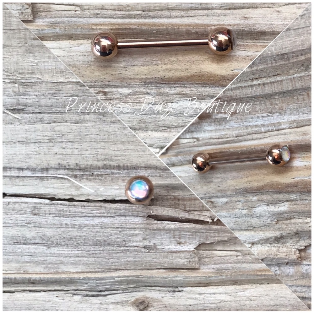 Rose Gold White‎ Colorline Tongue Ring